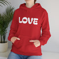 Red Love Graphic Hoodie for Cozy Comfort, Valentine's Gift, Unisex Sweatshirt, Casual Outfit, Everyday Wear, Gift Idea